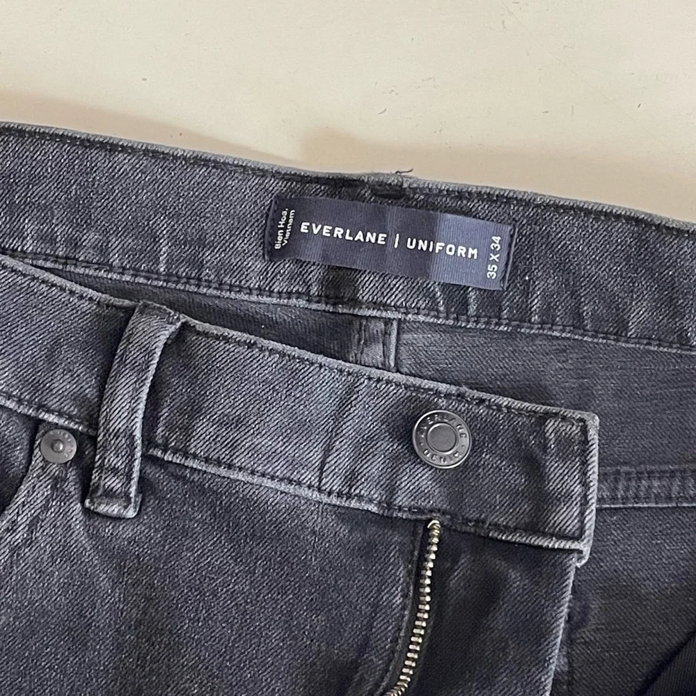 Everlane Uniform Slim Fit Jeans Organic Cotton Stretch Washed Black 35x34 NWOT